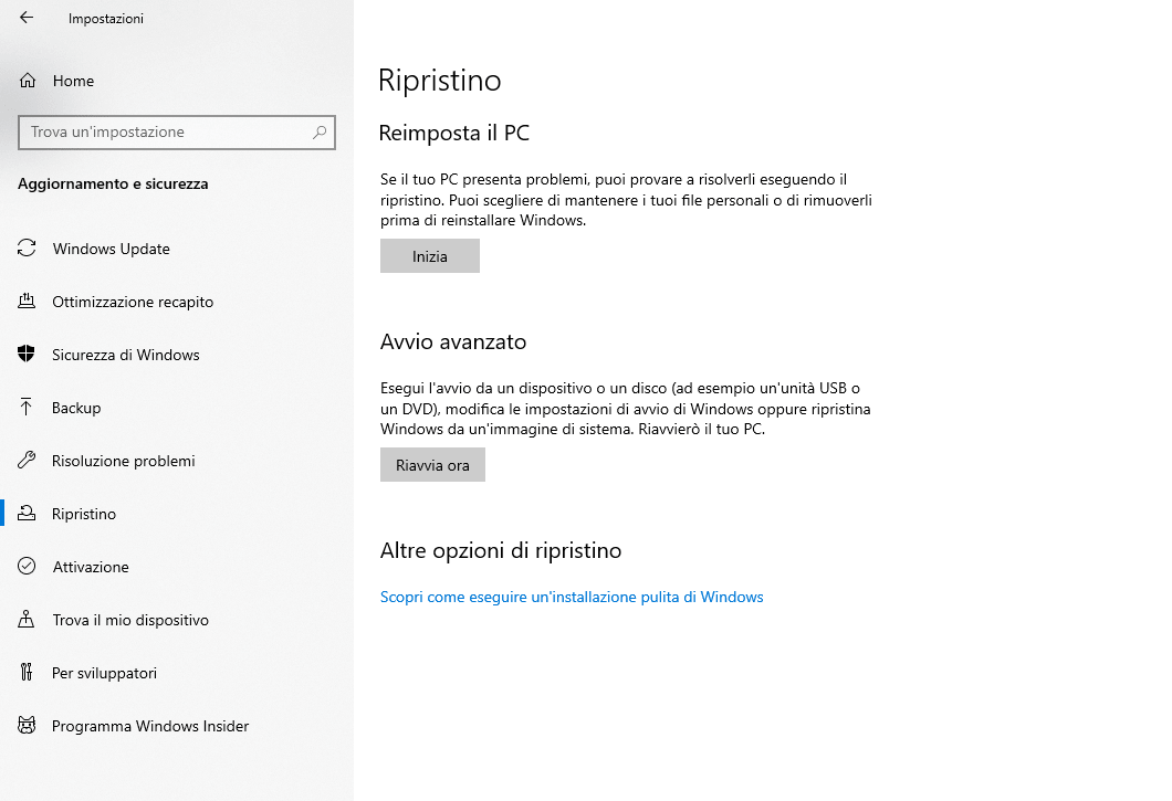 Reimpostare PC