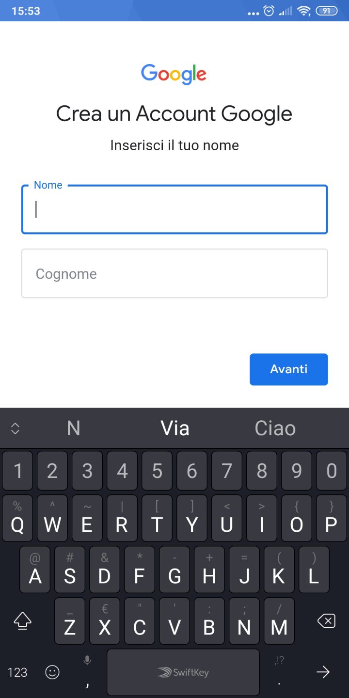 Creare Account Google 