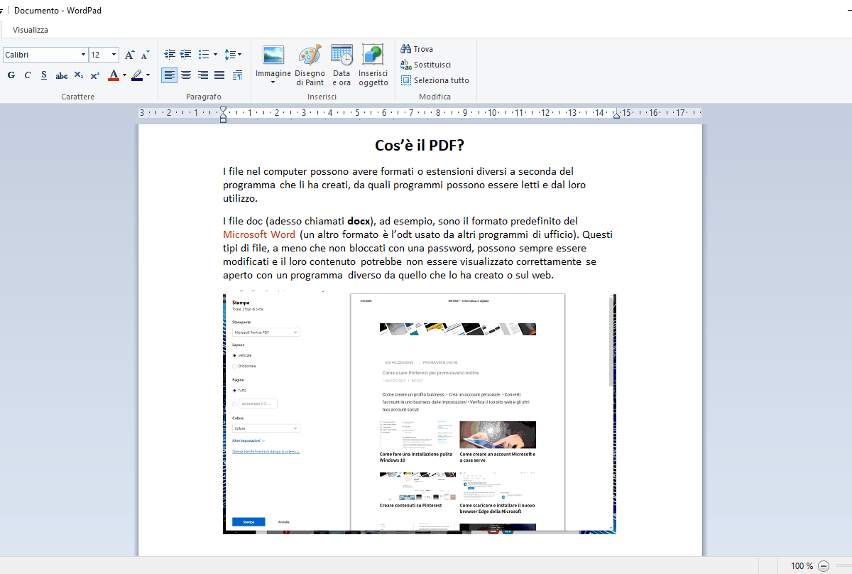 WordPad per Windows 7, 8 e 10: guida e recensione