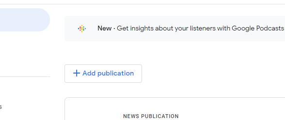 Accedi al Centro Editori di Google News e clicca su Add Publication per aggiungere il tuo blog o sito