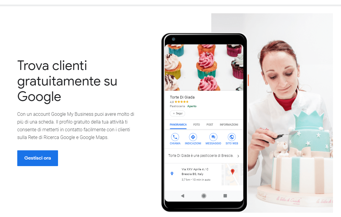 Google My Business - Clicca su Gestisci ora
