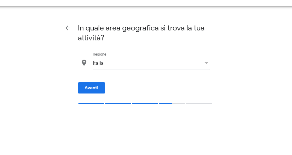 Google My Business - Indica la tua area geografica