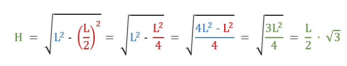 Formula dell'altezza dei triangoli equilateri